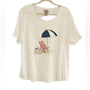 Chico’s White Beach Summer Short Sleeve Tee Shirt Size XL (3)